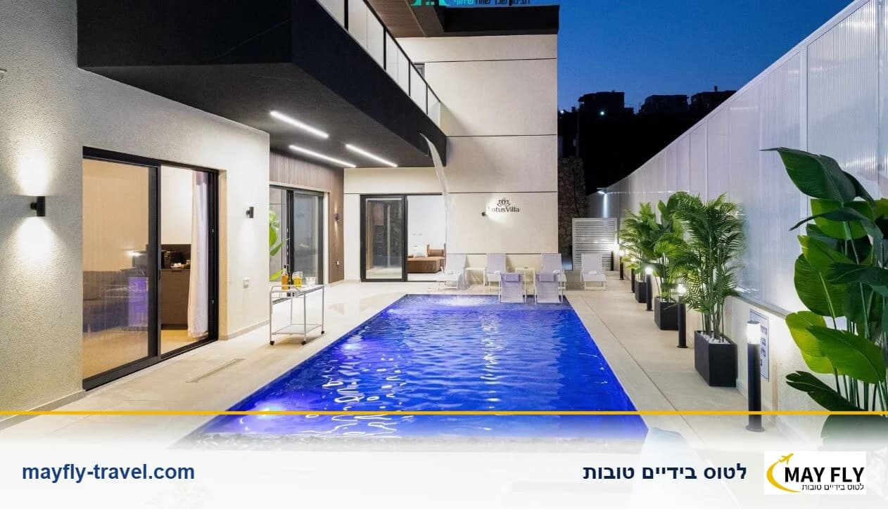 וילה לוטוס במע'אר ל-20 אנשים עם בריכה מחוממת וג'קוזי